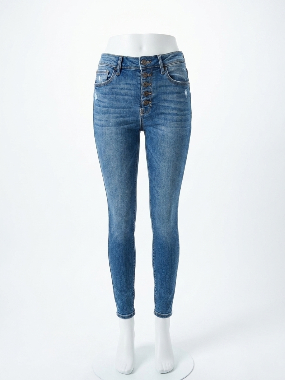 NEW HIDDEN women's taylor exposed button skinny jean in medium wash